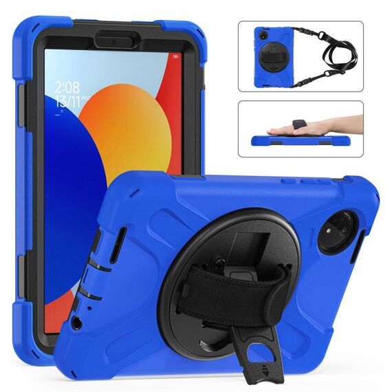 Per Xiaomi Redmi Pad SE 8.7 Custodia per tablet ibrida in silicone con supporto girevole per PC con tracolla (blu)