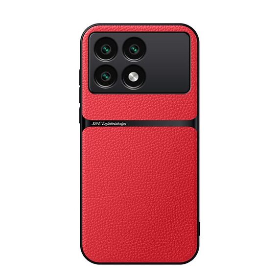 Per Redmi K70E Custodia per telefono antiurto magnetica in pelle Litchi con copertura completa (rossa)