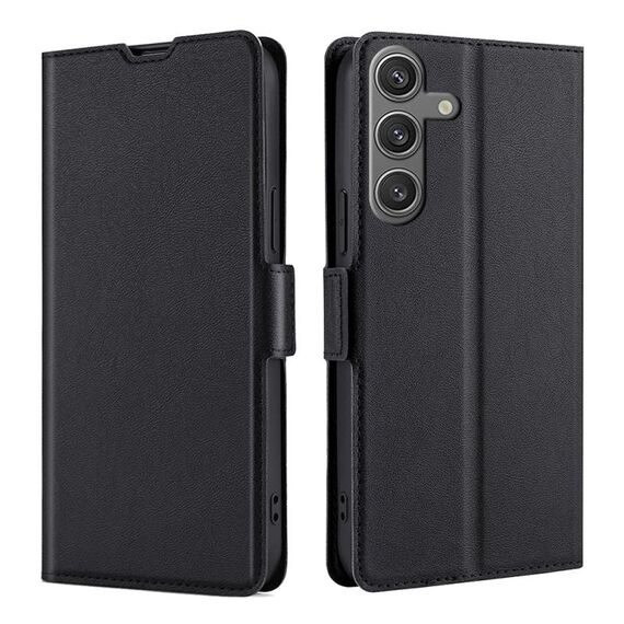 Per Samsung Galaxy S25 5G Custodia per telefono in pelle con fibbia laterale ultrasottile e flip orizzontale (nero)