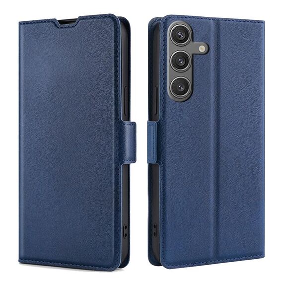 Per Samsung Galaxy S25 5G Custodia per telefono in pelle con fibbia laterale ultrasottile e flip orizzontale (blu)