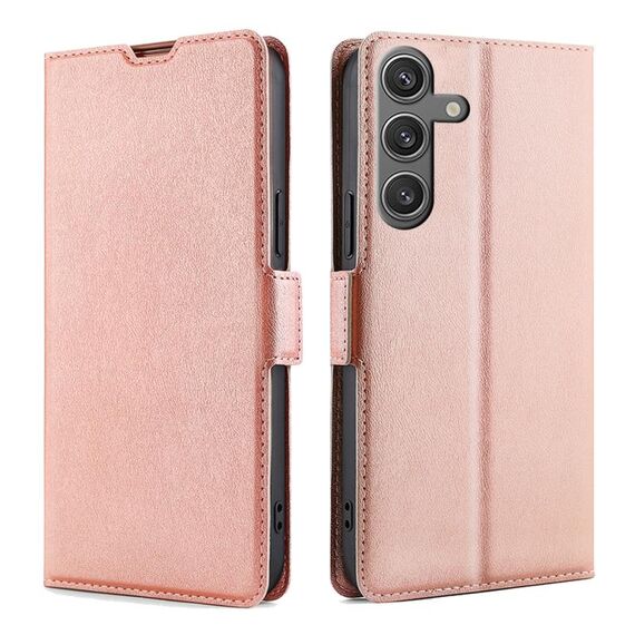 Per Samsung Galaxy S25 5G Custodia in pelle con fibbia laterale ultra sottile e flip orizzontale (oro rosa)