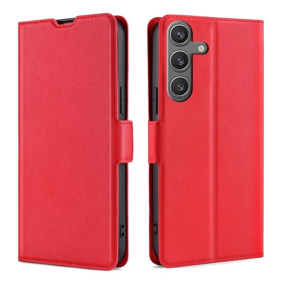 Per Samsung Galaxy S25 5G Custodia per telefono in pelle con fibbia laterale ultrasottile e flip orizzontale (rosso)