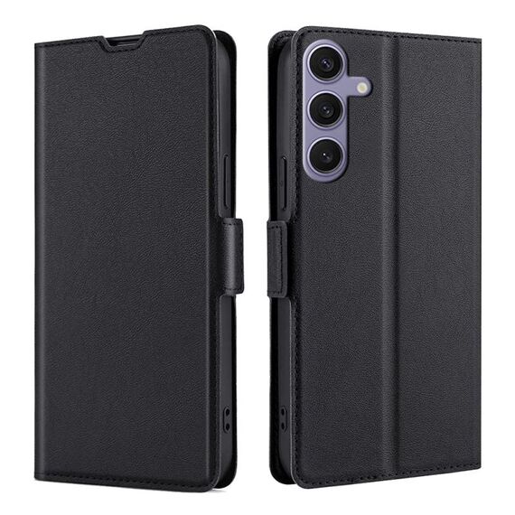 Per Samsung Galaxy S25+ 5G Custodia per telefono in pelle con fibbia laterale ultrasottile e flip orizzontale (nero)
