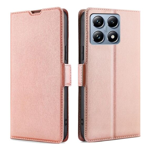 Per Xiaomi 14T Pro 5G Custodia per telefono in pelle con fibbia laterale ultra sottile e flip orizzontale (oro rosa)