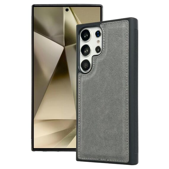 Per Samsung Galaxy S25 Ultra 5G Custodia per telefono con texture in pelle di mucca (grigio)