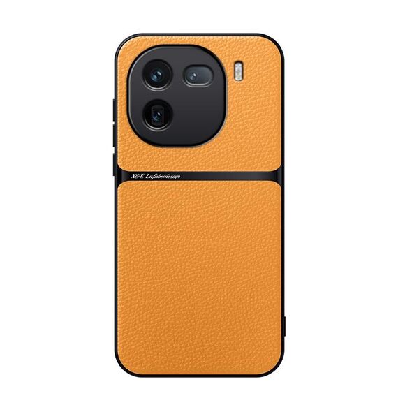 Per vivo iQOO 12 Pro Custodia per telefono antiurto magnetica in pelle Litchi a copertura totale (giallo)