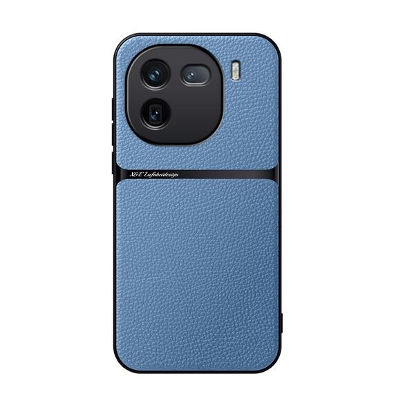 Per vivo iQOO 12 Custodia per telefono antiurto magnetica in pelle Litchi con copertura completa (blu)