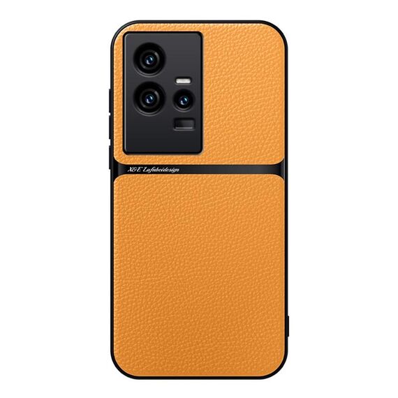 Per vivo iQOO 11 Custodia per telefono antiurto magnetica in pelle Litchi con copertura completa (giallo)