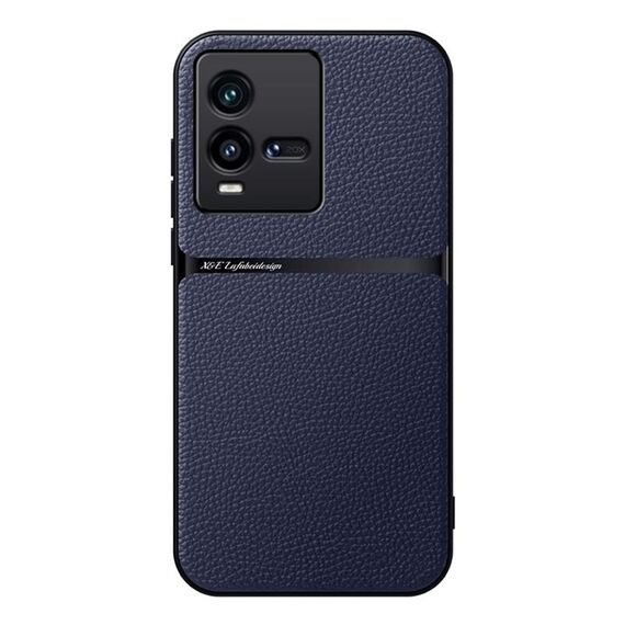 Per vivo iQOO 10 Custodia per telefono antiurto magnetica in pelle Litchi con copertura completa (blu navy)