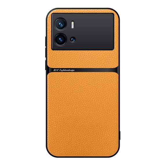 Per vivo iQOO 9 Pro Custodia per telefono antiurto magnetica in pelle Litchi a copertura totale (giallo)