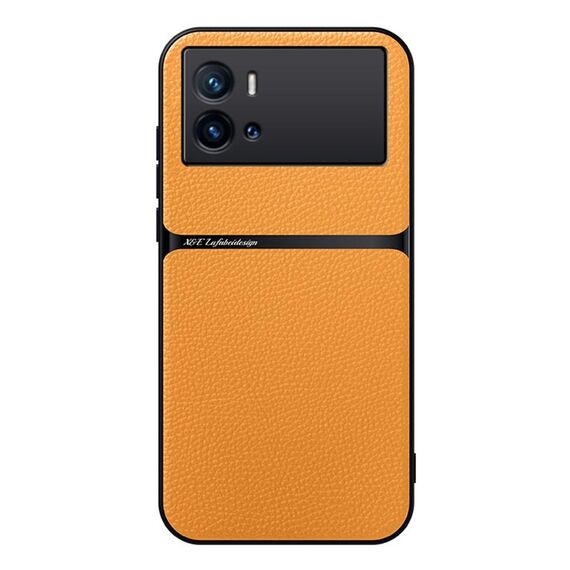 Per vivo iQOO 9 Custodia per telefono antiurto magnetica in pelle Litchi con copertura completa (giallo)