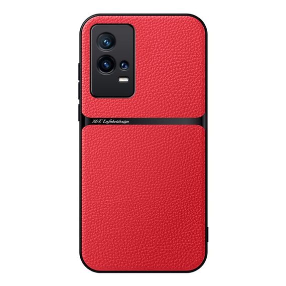Per vivo iQOO 8 Custodia per telefono antiurto magnetica in pelle Litchi con copertura completa (rossa)