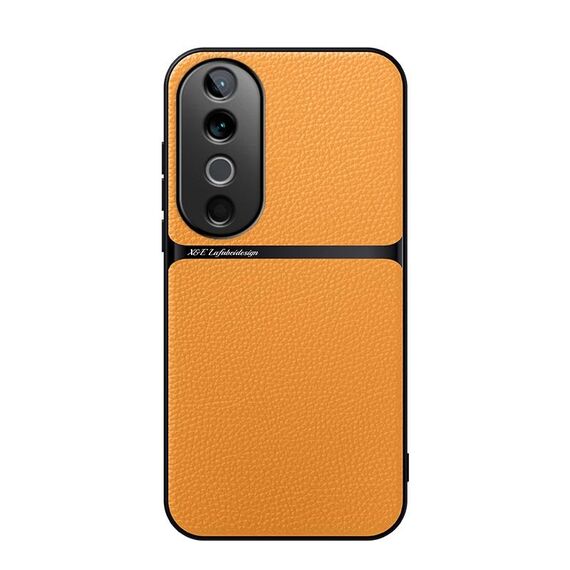 Per vivo S19 Custodia per telefono antiurto magnetica in pelle Litchi con copertura completa (giallo)