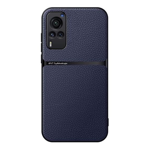 Per vivo X60 Custodia per telefono antiurto magnetica in pelle Litchi con copertura completa (blu navy)