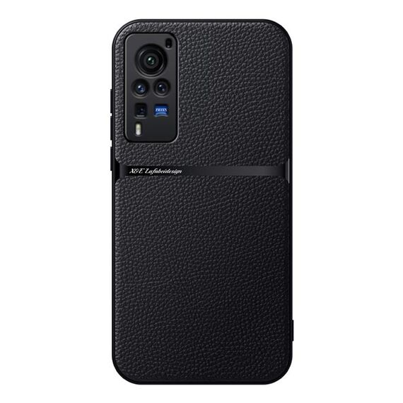 Per vivo X60 Pro Custodia per telefono antiurto magnetica in pelle Litchi con copertura completa (nera)