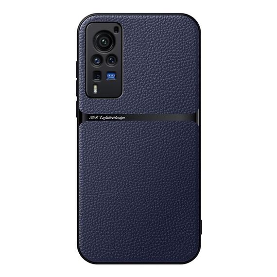 Per vivo X60 Pro Custodia per telefono antiurto magnetica in pelle Litchi con copertura completa (blu navy)