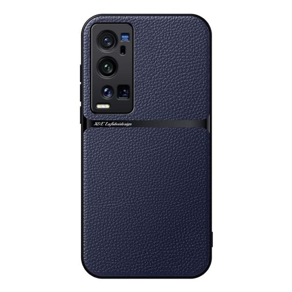 Per vivo X60 Pro+ Custodia per telefono antiurto magnetica in pelle Litchi con copertura completa (blu navy)