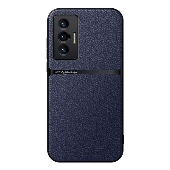 Per vivo X70 Custodia per telefono antiurto magnetica in pelle Litchi con copertura completa (blu navy)