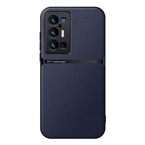Per vivo X70 Pro+ Custodia per telefono antiurto magnetica in pelle Litchi con copertura completa (blu navy)