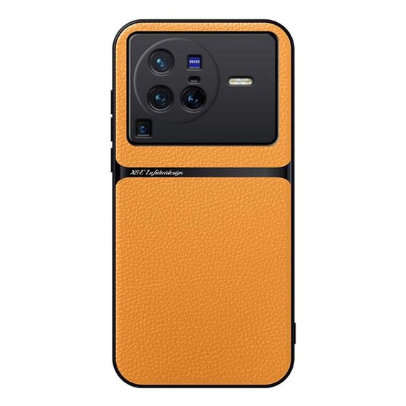 Per vivo X80 Pro Custodia per telefono antiurto magnetica in pelle Litchi con copertura completa (giallo)