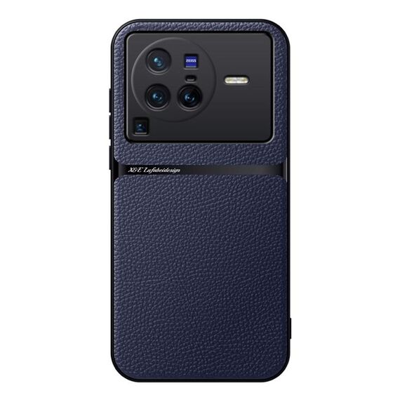 Per vivo X80 Pro Custodia per telefono antiurto magnetica in pelle Litchi con copertura completa (blu navy)