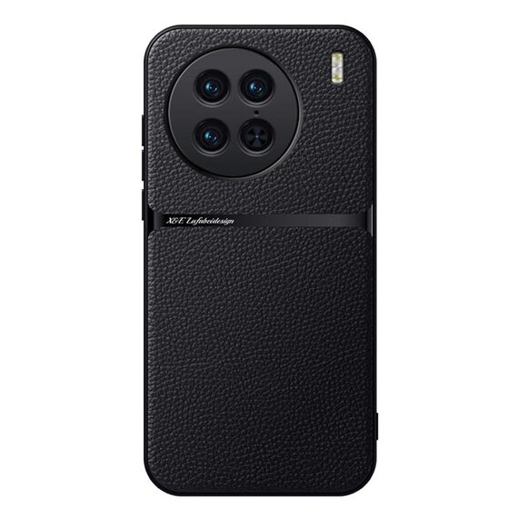 Per vivo X90 Pro Custodia per telefono antiurto magnetica in pelle Litchi con copertura completa (nera)