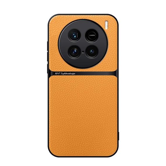 Per vivo X100 Ultra Litchi Leather Magnetic Full Coverage Antiurto Custodia per telefono (giallo)