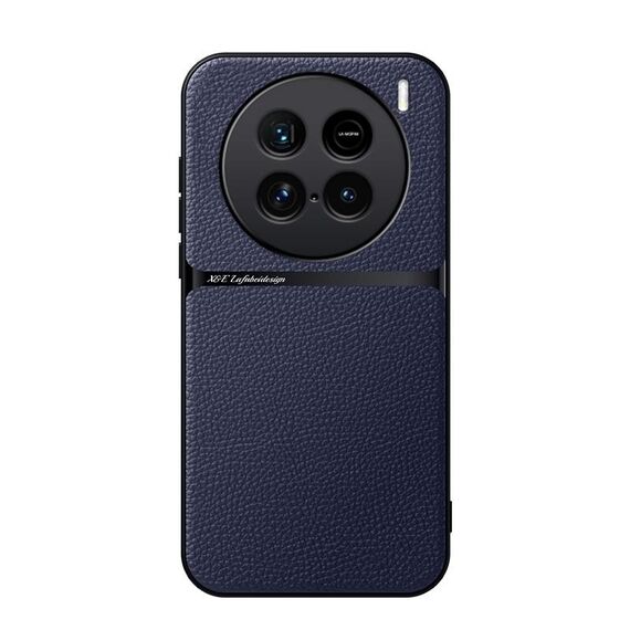 Per vivo X100 Ultra Litchi Leather Magnetic Full Coverage Antiurto Custodia per telefono (blu navy)