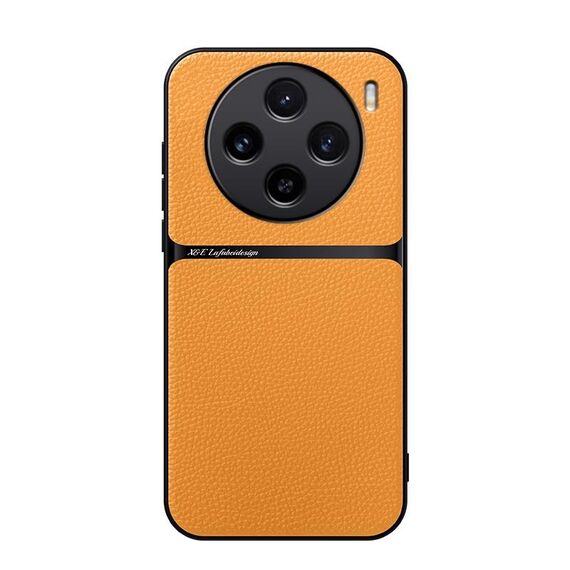Per vivo X100 Custodia per telefono antiurto magnetica in pelle Litchi con copertura completa (giallo)