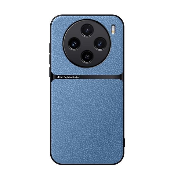 Per vivo X100 Custodia per telefono antiurto magnetica in pelle Litchi con copertura completa (blu)