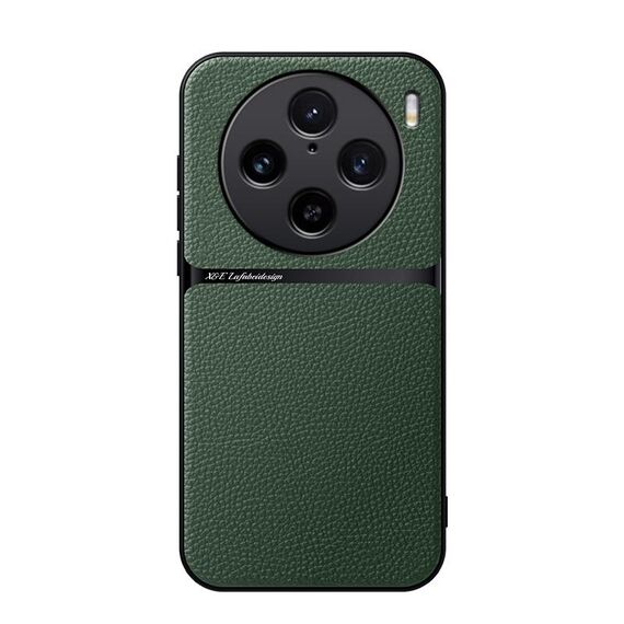 Per vivo X100 Pro Custodia per telefono antiurto magnetica in pelle Litchi con copertura completa (verde)