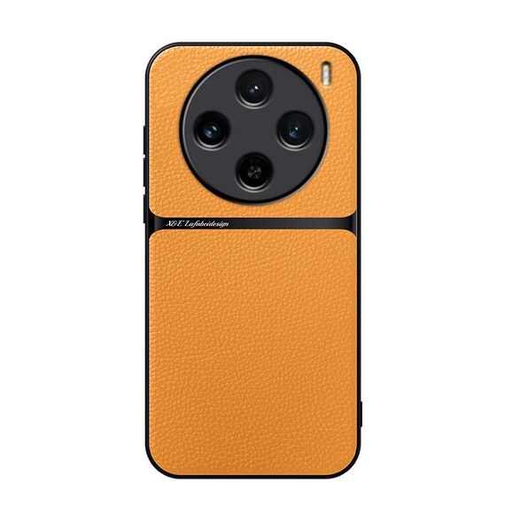 Per vivo X100s Custodia per telefono antiurto magnetica in pelle Litchi con copertura completa (giallo)