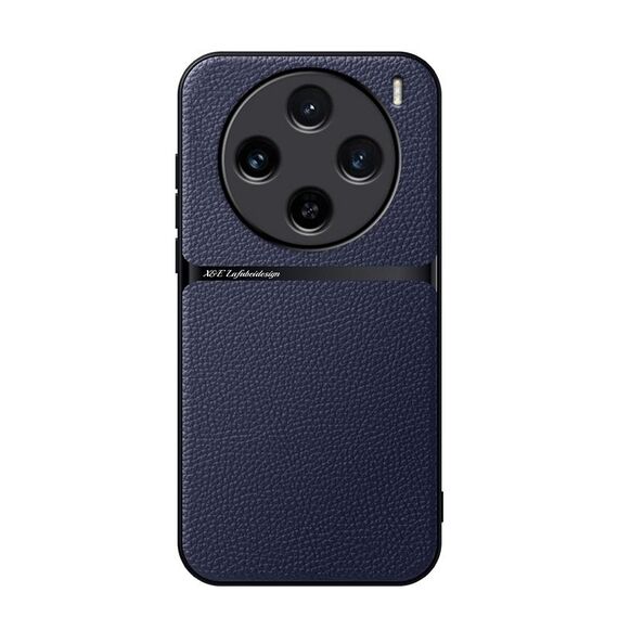 Per vivo X100s Custodia per telefono antiurto magnetica in pelle Litchi con copertura completa (blu navy)