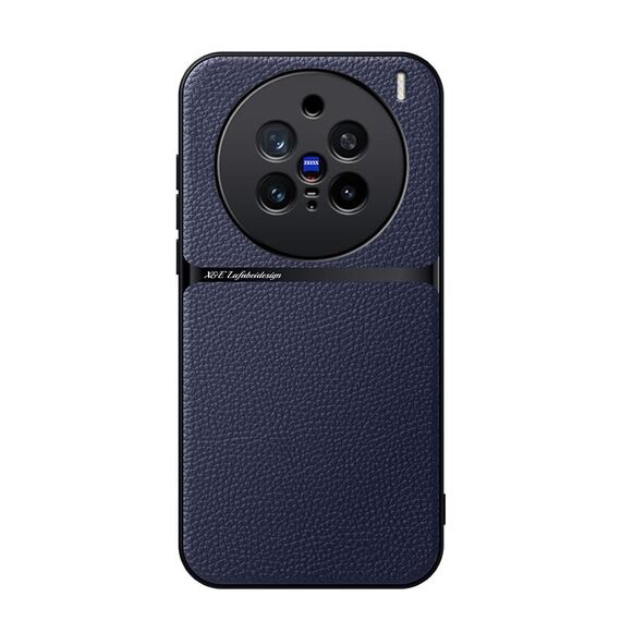 Per vivo X200 Pro Custodia per telefono antiurto magnetica in pelle Litchi con copertura completa (blu navy)