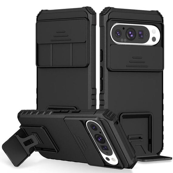 Per Google Pixel 9 Pro Custodia per telefono con supporto stereoscopico scorrevole Camshield (nero)