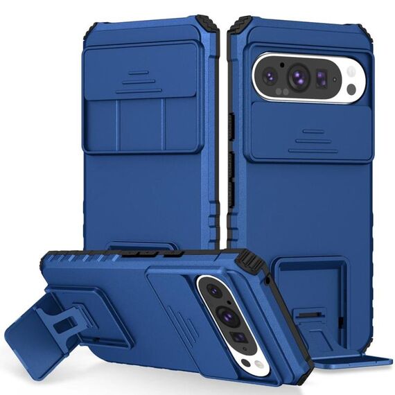 Per Google Pixel 9 Pro Custodia per telefono con supporto stereoscopico scorrevole Camshield (blu)