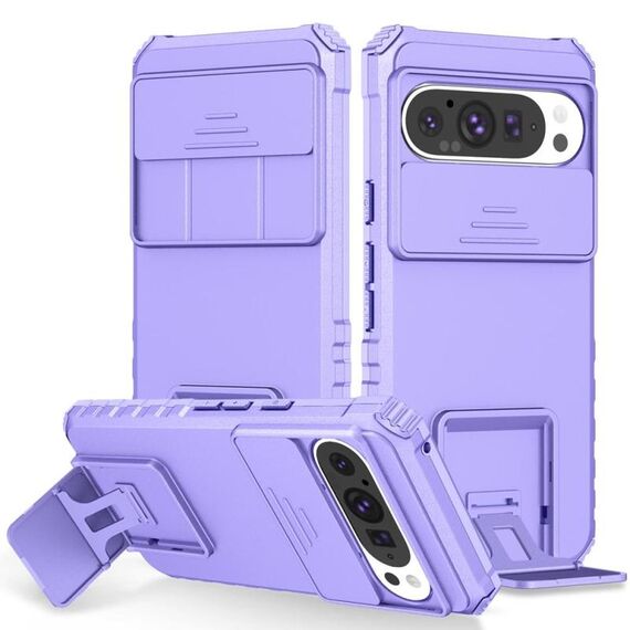 Per Google Pixel 9 Pro Custodia per telefono con supporto stereoscopico scorrevole Camshield (viola)
