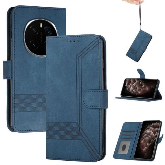 Custodia per telefono in pelle Flip Cubic Skin Feel For Honor Magic7 (blu)