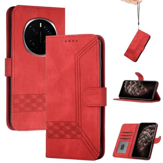 Custodia per telefono in pelle Flip Cubic Skin Feel For Honor Magic7 (rosso)