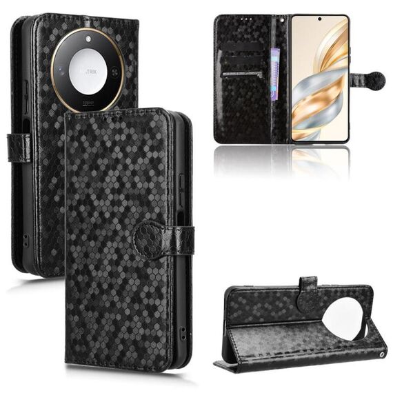 Per Honor X9c Smart / X60 5G Custodia in pelle con trama a nido d'ape (nero)