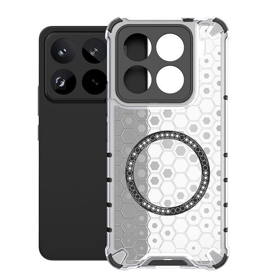 Per Xiaomi 15 Pro Honeycomb Custodia antiurto con anello magnetico per telefono (bianco)