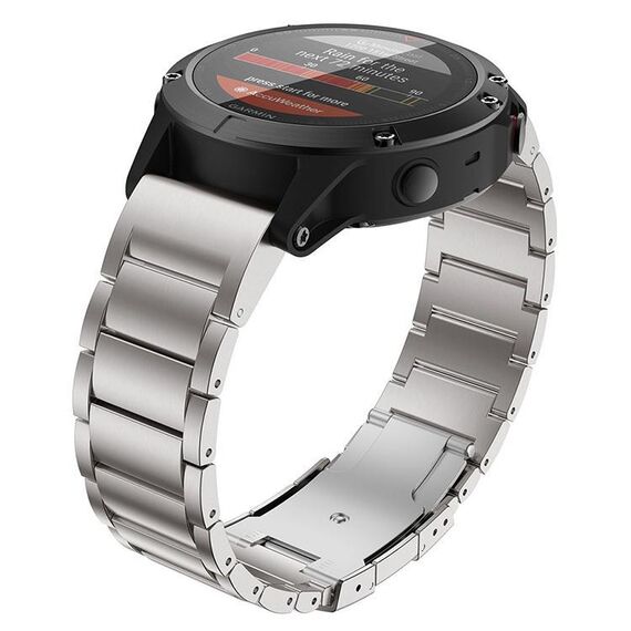 Per Garmin 22mm cinturino per orologio in lega di titanio a tre perle con fibbia a pressione in metallo a sgancio rapido (argento)