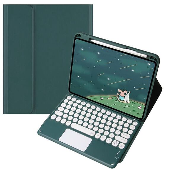 Per OPPO Pad 3 / Pad 2 Custodia in pelle con tastiera Bluetooth color caramella, tasto rotondo (verde)