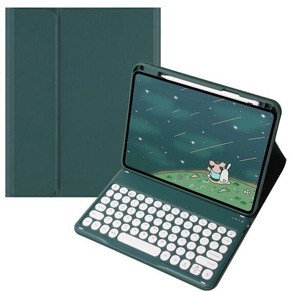 Per OPPO Pad 3 / Pad 2 Custodia in pelle con tastiera Bluetooth color caramella, tasto rotondo con touchpad (verde)