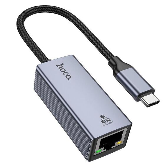 Adattatore Ethernet USB-C/Tipo-C hoco UA37 1000 Mbps a RJ45, lunghezza: 1,2 m (grigio)
