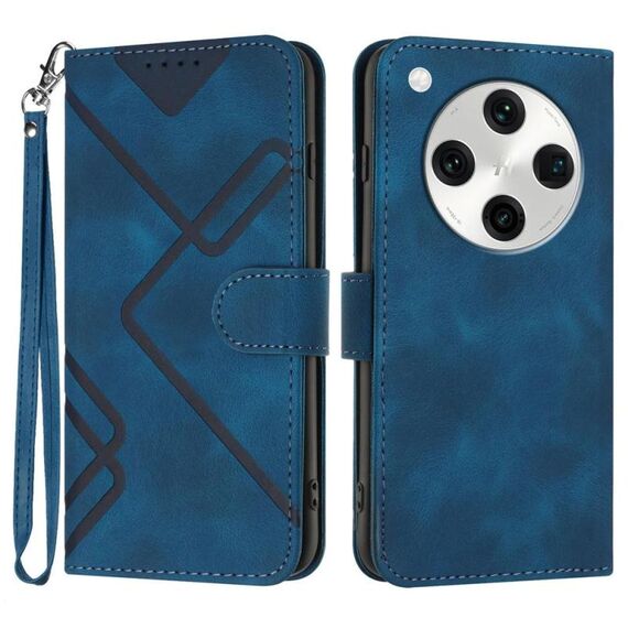 Per OPPO Find X8 Pro Line Pattern Custodia in pelle con effetto pelle (blu reale)