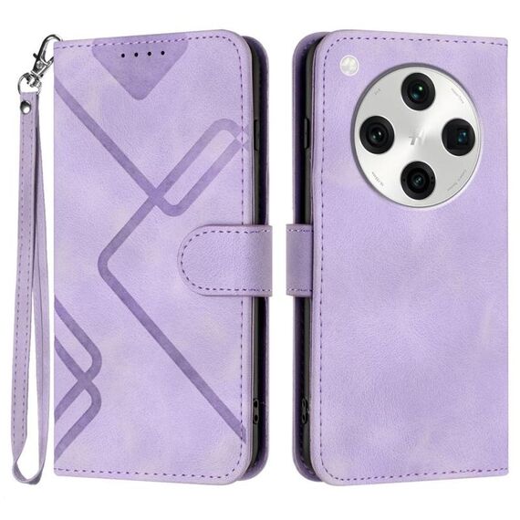 Per OPPO Find X8 Pro Line Pattern Custodia in pelle con motivo Skin Feel (viola chiaro)