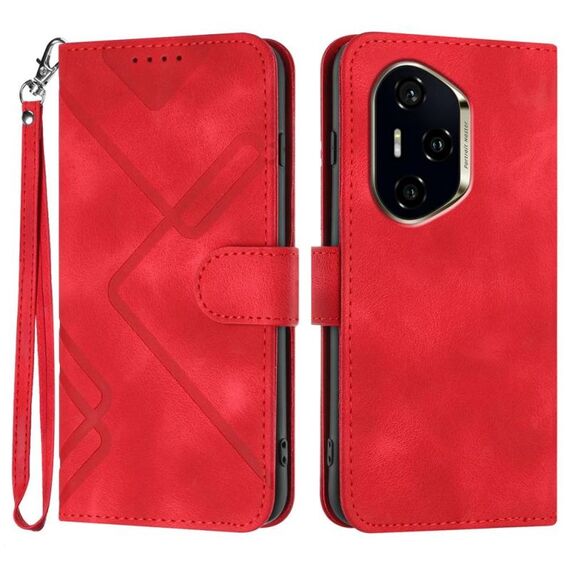 Per Honor 300 Pro / Honor 300 Ultra Line Pattern Custodia in pelle con motivo a pelle (rosso)