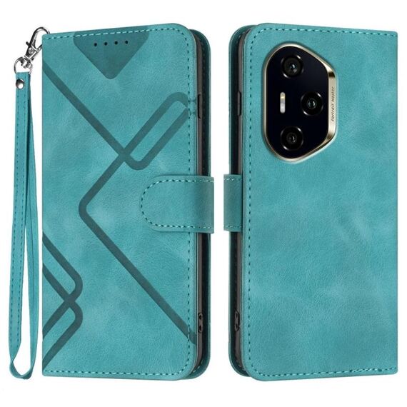 Per Honor 300 Pro / Honor 300 Ultra Line Pattern Custodia in pelle con motivo a pelle (azzurro chiaro)