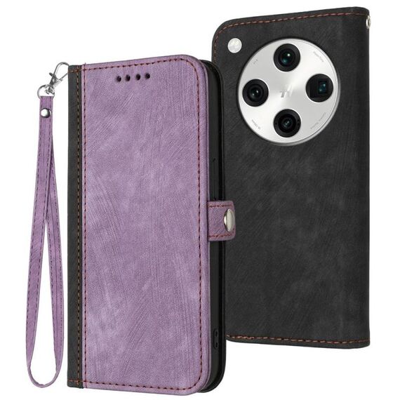 Per OPPO Find X8 Pro Custodia in pelle con cinturino a doppia piega e fibbia laterale (viola)